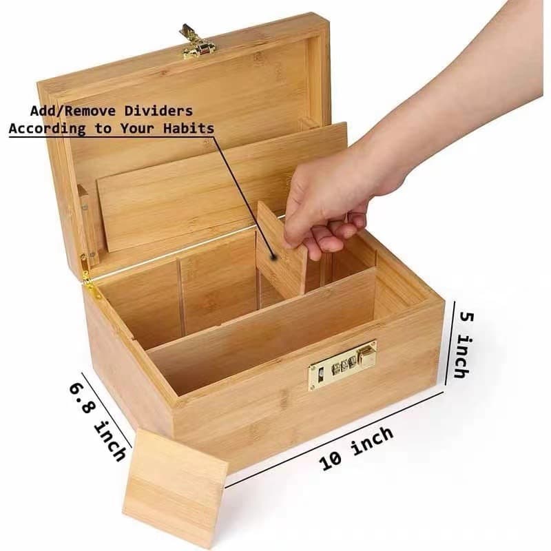 Detachable Hinged Lid Storage Wooden Box